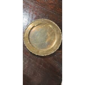 Vintage Decorative Trimmed Brass Plate 11”